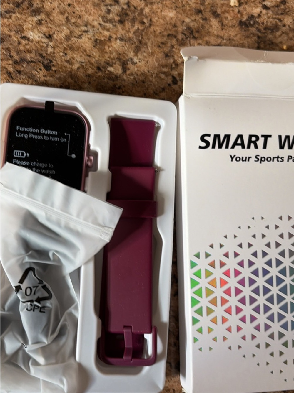 Smart Watch with Plum Silicone Band